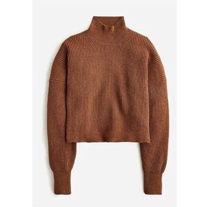 J. Crew Brown Ribbed Cropped Turtleneck Sweater Small